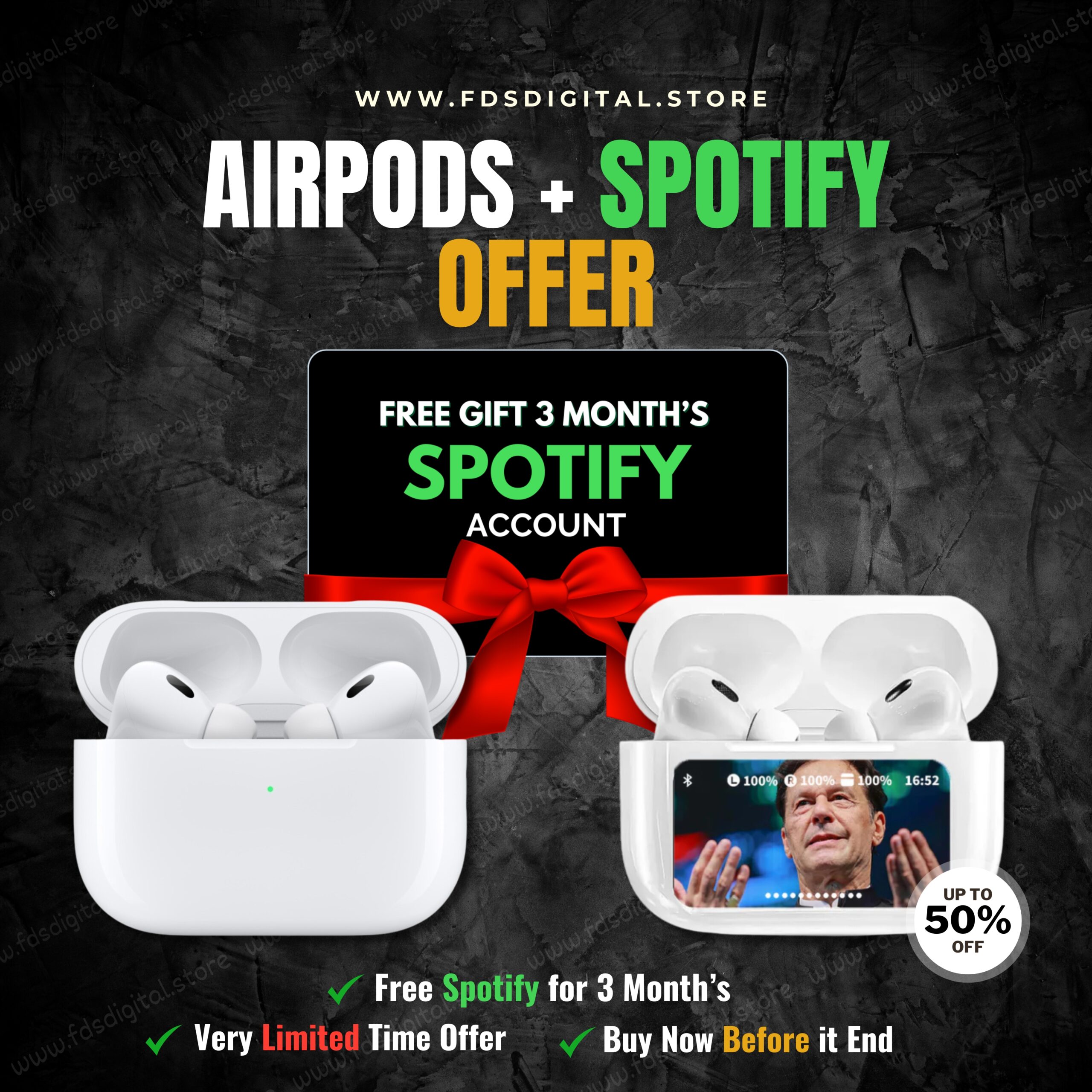 fdsdigital.store AirPods Pro 2 Black – Sleek Wireless Noise Cancelling Earbuds